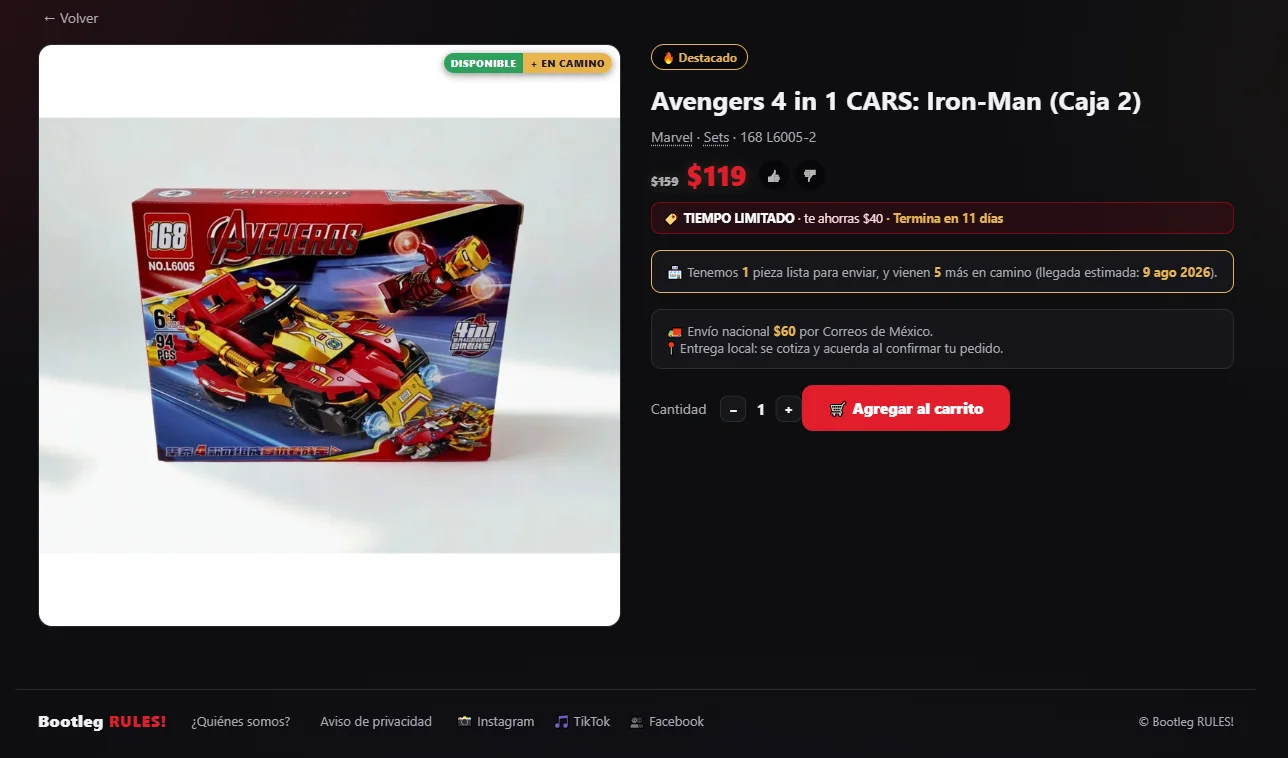 Página de una figura en la tienda en línea